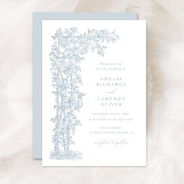 Floral Elegante Französische Rose Trellis Blue Wed Einladung