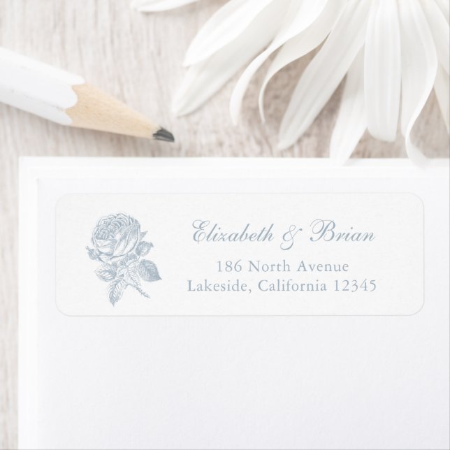 Floral Elegante French Rose Blue Wedding Address (Insitu)