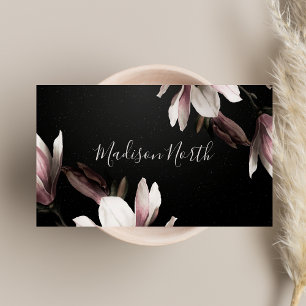 Floral Elegante Girly Beruflich Black & Lila Visitenkarte