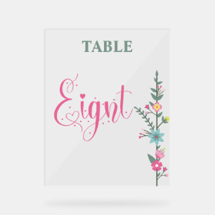 Floral Elegante Liebe Hochzeit Tischnummer 8 Acrylschild