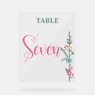 Floral Elegante Liebe Hochzeit Tischnummer SEVEN Acrylschild
