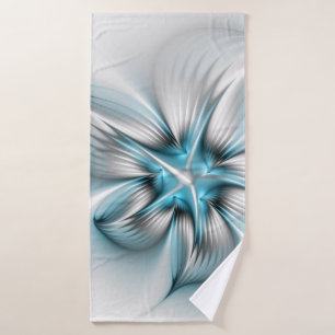 Floral Elegante Modernes Abstraktes blaues Fraktal Badehandtuch