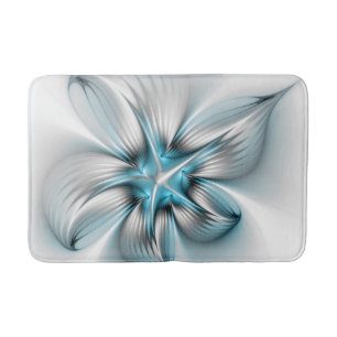 Floral Elegante Modernes Abstraktes blaues Fraktal Badematte