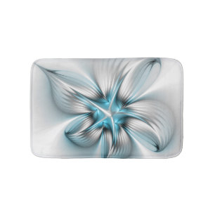 Floral Elegante Modernes Abstraktes blaues Fraktal Badematte