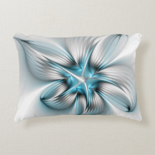 Floral Elegante Modernes Abstraktes blaues Fraktal Dekokissen