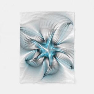 Floral Elegante Modernes Abstraktes blaues Fraktal Fleecedecke