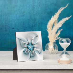 Floral Elegante Modernes Abstraktes blaues Fraktal Fotoplatte