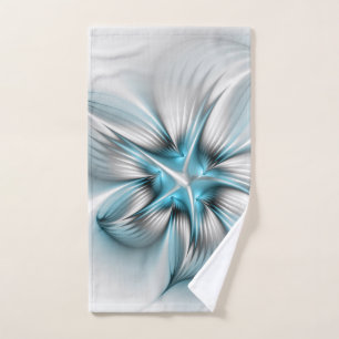 Floral Elegante Modernes Abstraktes blaues Fraktal Handtuch