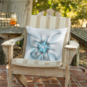 Floral Elegante Modernes Abstraktes blaues Fraktal Kissen