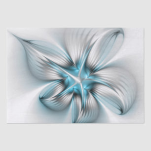 Floral Elegante Modernes Abstraktes blaues Fraktal Seidenpapier