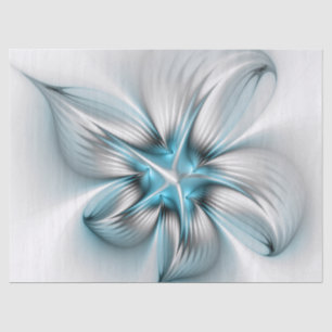 Floral Elegante Modernes Abstraktes blaues Fraktal Seidenpapier