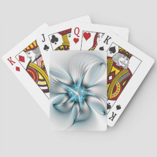 Floral Elegante Modernes Abstraktes blaues Fraktal Spielkarten