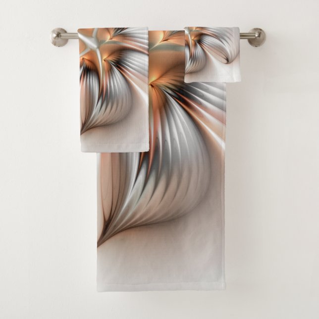 Floral Elegante Modernes Abstraktes Fraktal Badhandtuch Set (Insitu)