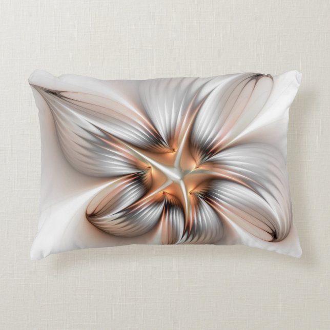 Floral Elegante Modernes Abstraktes Fraktal Dekokissen (Vorderseite)