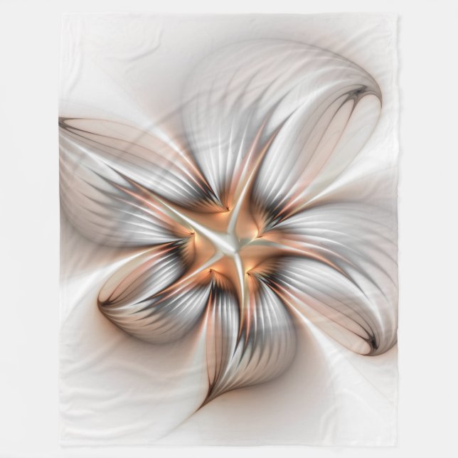 Floral Elegante Modernes Abstraktes Fraktal Fleecedecke (Vorderseite)