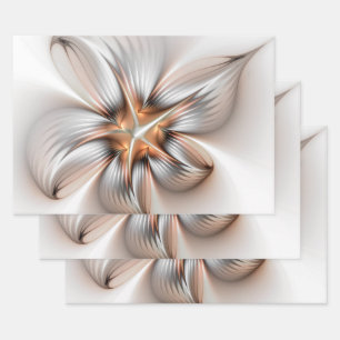 Floral Elegante Modernes Abstraktes Fraktal Geschenkpapier Set