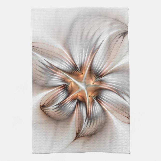 Floral Elegante Modernes Abstraktes Fraktal Geschirrtuch (Vertikal)