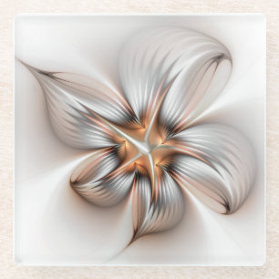 Floral Elegante Modernes Abstraktes Fraktal Glasuntersetzer
