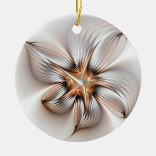 Floral Elegante Modernes Abstraktes Fraktal Keramik Ornament (Vorne)