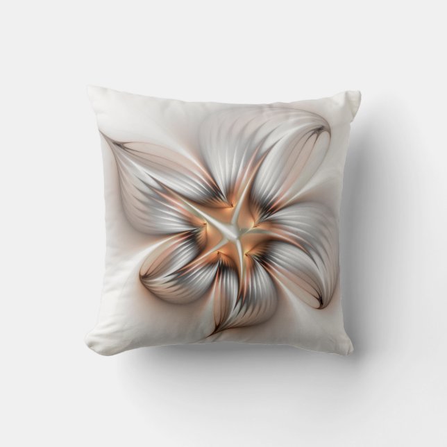 Floral Elegante Modernes Abstraktes Fraktal Kissen (Vorderseite)