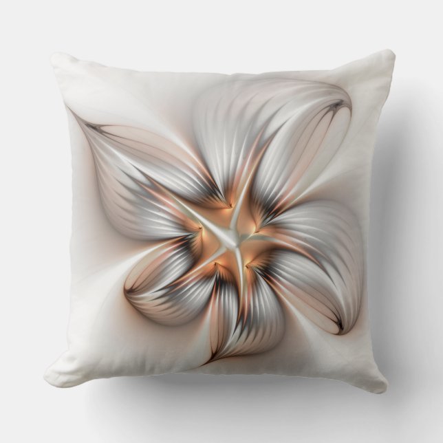 Floral Elegante Modernes Abstraktes Fraktal Kissen (Vorderseite)
