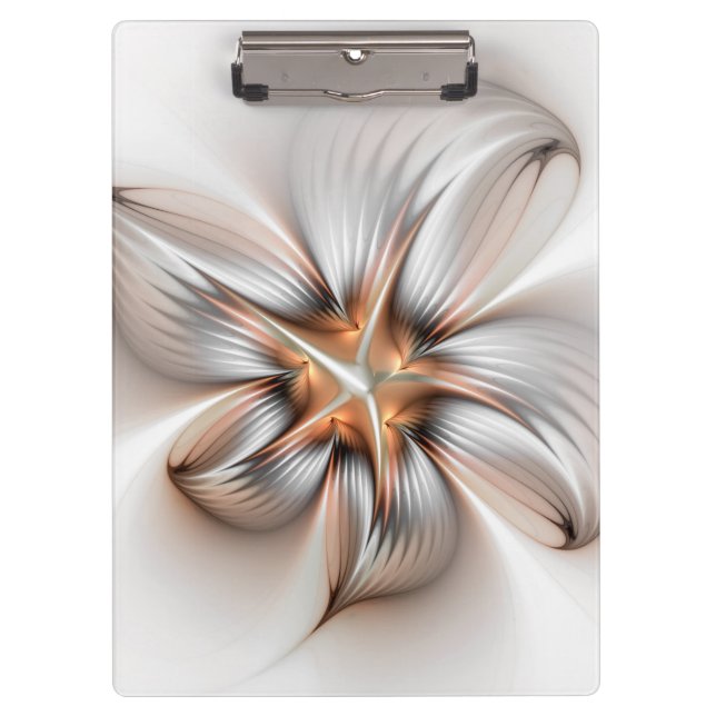 Floral Elegante Modernes Abstraktes Fraktal Klemmbrett (Vorderseite)