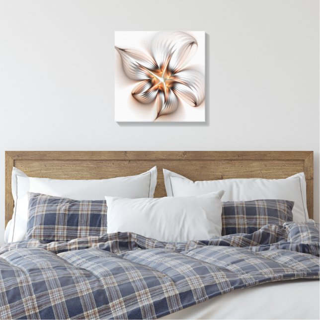 Floral Elegante Modernes Abstraktes Fraktal Leinwanddruck (Insitu (Schlafzimmer))