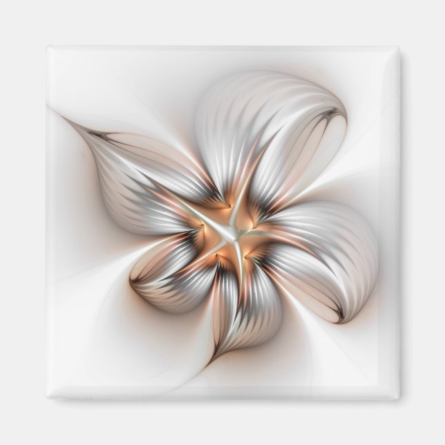 Floral Elegante Modernes Abstraktes Fraktal Magnet (Vorne)