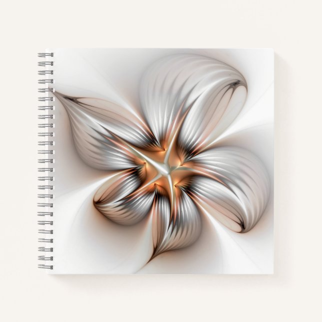 Floral Elegante Modernes Abstraktes Fraktal Notizbuch (Vorderseite)