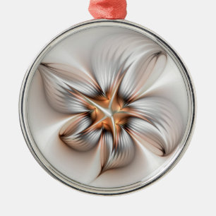 Floral Elegante Modernes Abstraktes Fraktal Ornament Aus Metall