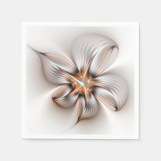 Floral Elegante Modernes Abstraktes Fraktal Serviette (Vorderseite)