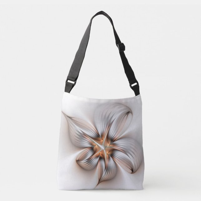 Floral Elegante Modernes Abstraktes Fraktal Tragetaschen Mit Langen Trägern (Vorderseite)
