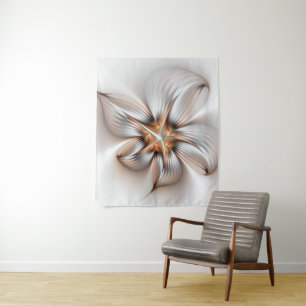Floral Elegante Modernes Abstraktes Fraktal Wandteppich