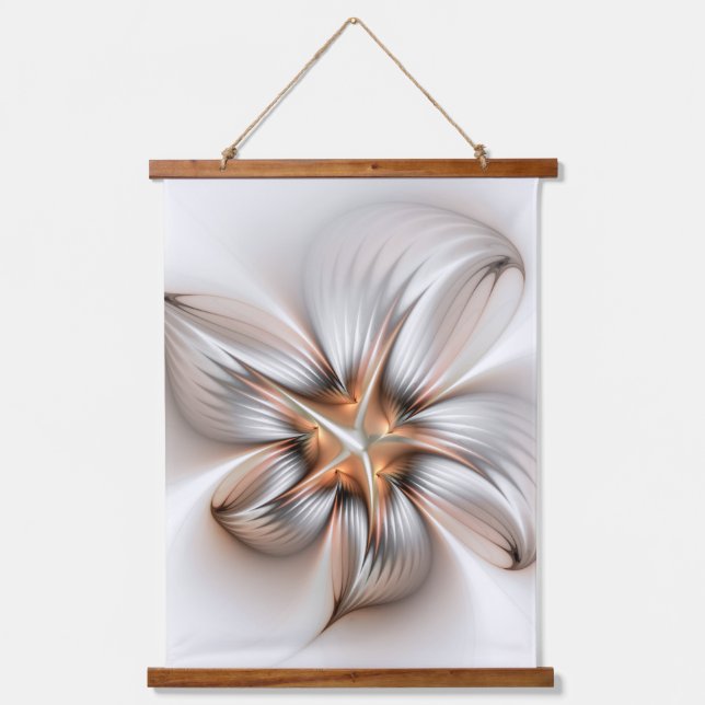 Floral Elegante Modernes Abstraktes Fraktal Wandteppich Mit Holzrahmen (Vorderseite)