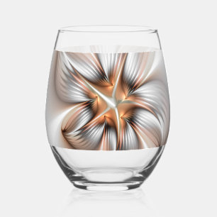 Floral Elegante Modernes Abstraktes Fraktal Weinglas Ohne Stiel