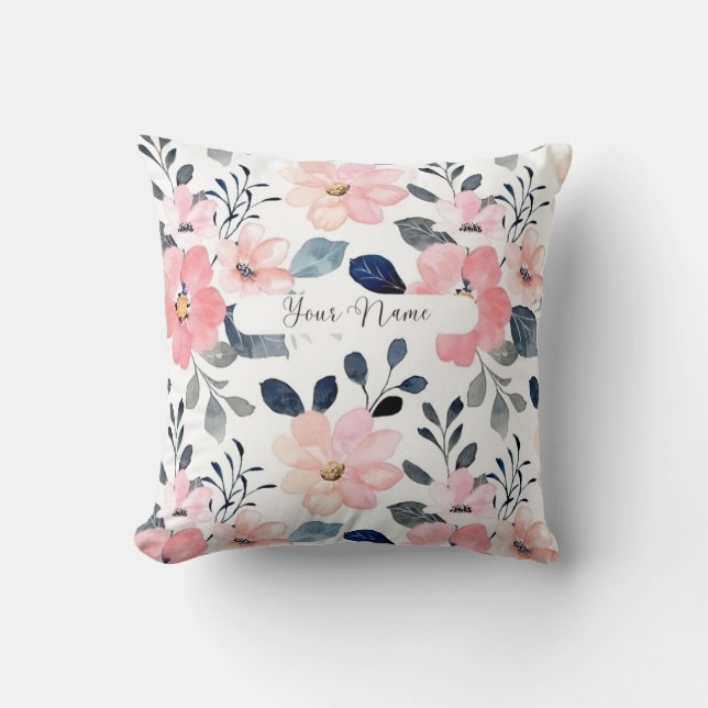 "Floral Elegante: Personalisiertes Kissendesign mi Kissen (Vorderseite)