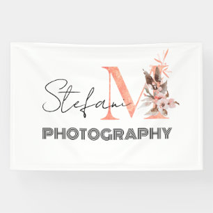 Floral Elegante Signature Rose Gold M Monogram Log Banner