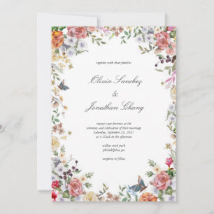 Floral elegante Wasserfarbe in einer Hochzeit Einladung