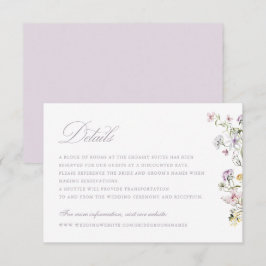 Floral Elegante Wildblumen Script Hochzeitsdetails Einladung