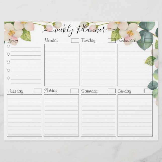 Floral Eleganter Weekekly Planer zum Kartenmachen  Flyer (Vorne)
