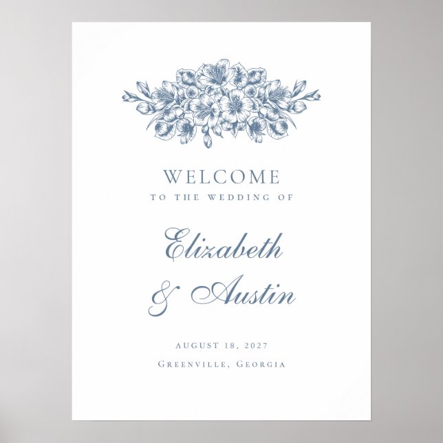 Floral Elegantes Botanisches Hochzeitsszenario Beg Poster (Vorne)