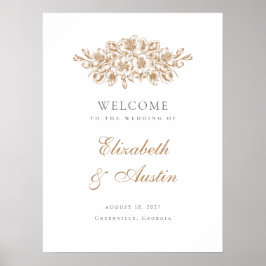 Floral Elegantes Botanisches Hochzeitsszenario Beg Poster