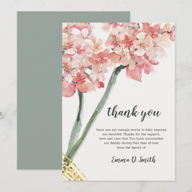 Floral Elegantes rosa Beileid Gedenkkarte Einladung (Vorne/Hinten)