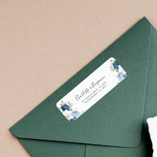 Floral Elegantes Script Dusty Blue Rücksendeadress
