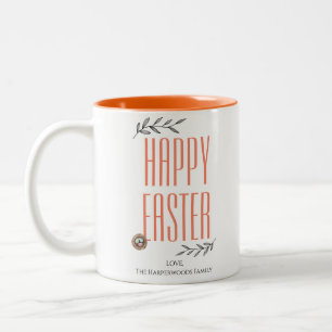 Floral Elegantes Script Osterfamilieneier Zweifarbige Tasse