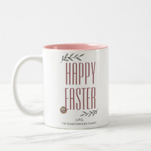 Floral Elegantes Script Osterfamilieneier Zweifarbige Tasse