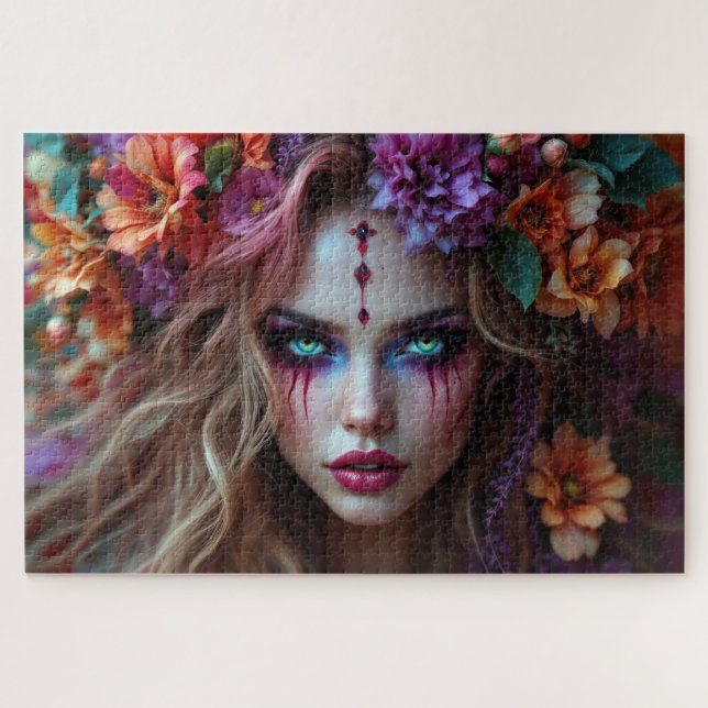 Floral-Element-Goddess mit Radiant-Blume-Makeup (Horizontal)
