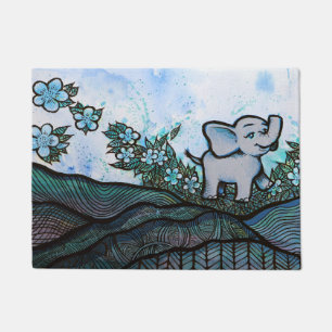 Floral Elephant Art Fußmatte