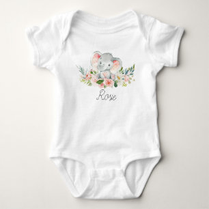 Floral Elephant Baby Bodysuit Strampler
