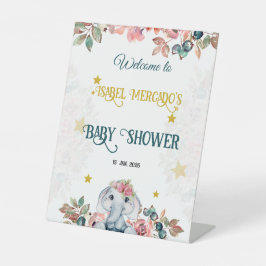 Floral Elephant  Baby Shower Welcome Sign. Sockelschild